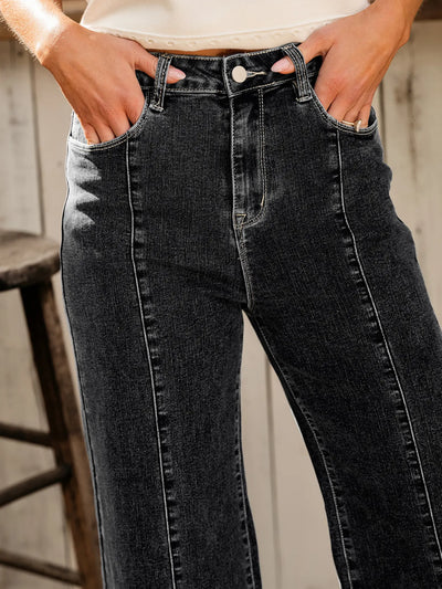 Seam Detail Flared Bottom Ankle Length Jeans - Jeans Junction Online