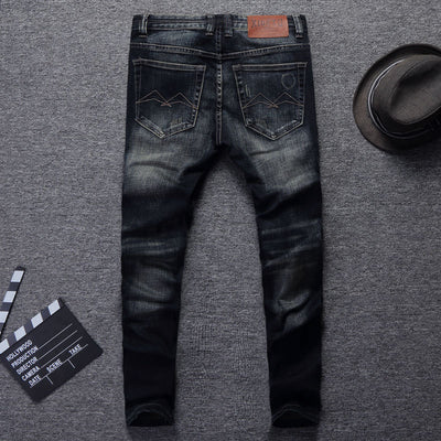 European And American Fashion Frayed Slim-fit Men's Jeans - Jeans Junction Online