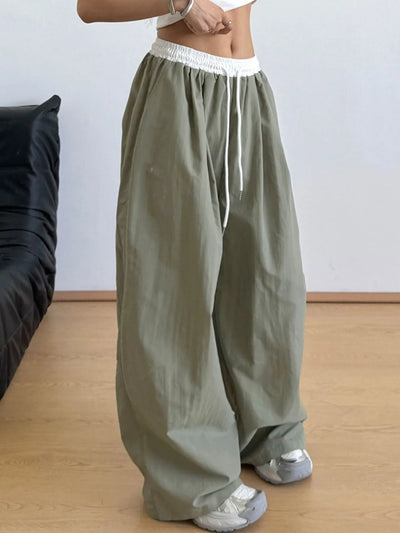 Wide Leg Drawstring Casual Pants - Jeans Junction Online