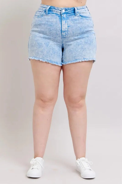 Judy Blue Plus Size Mid Rise Garment Dyed Denim Shorts - Jeans Junction Online