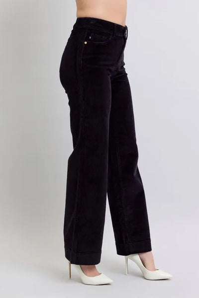 Judy Blue Full Size High Waist Corduroy Trouser Wide Plus Size - Jeans Junction Online