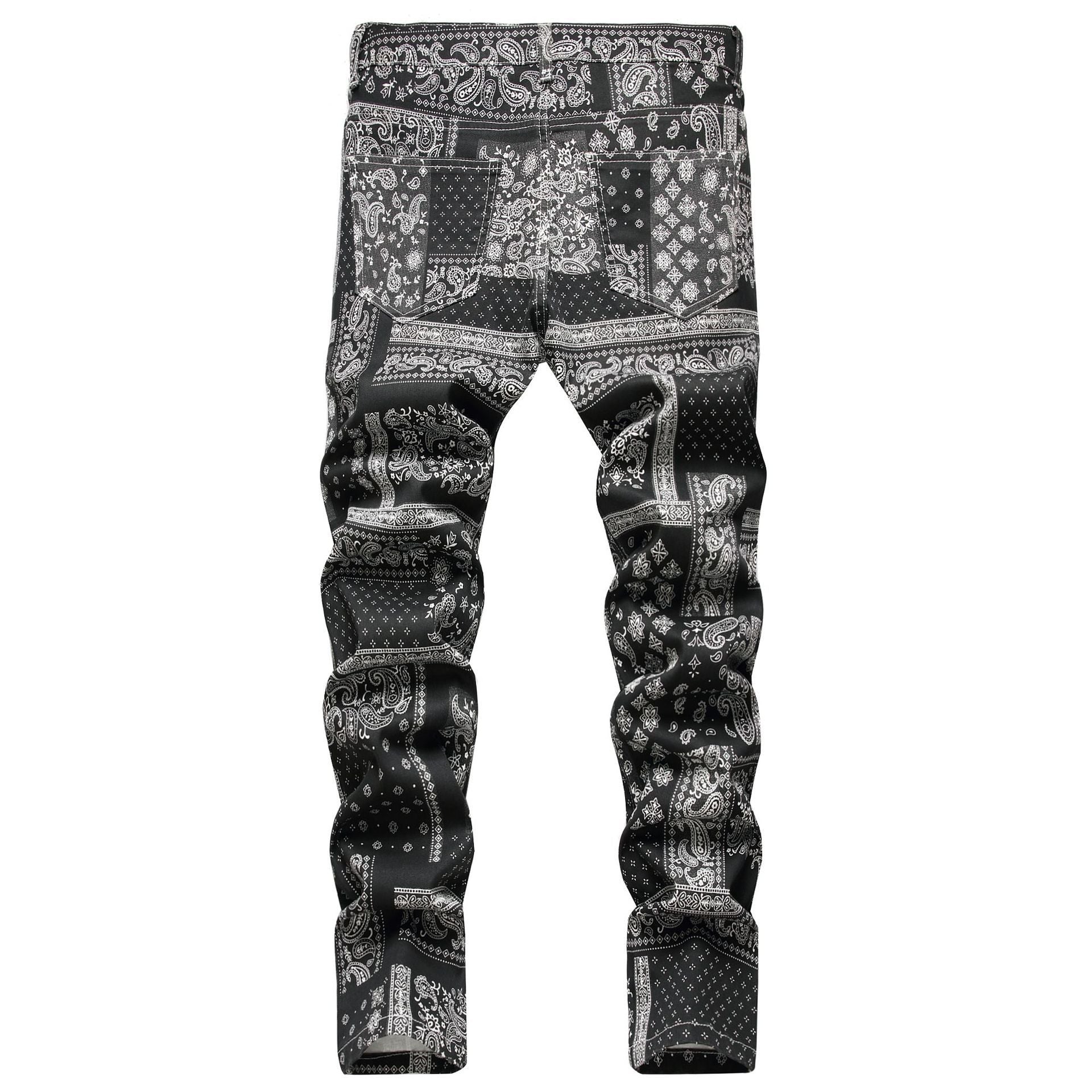 Fashion Stretch 3D Printed Cashew Nut Explosive Small Straight Trousers - Jeans Junction Online