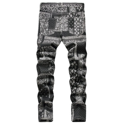 Fashion Stretch 3D Printed Cashew Nut Explosive Small Straight Trousers - Jeans Junction Online