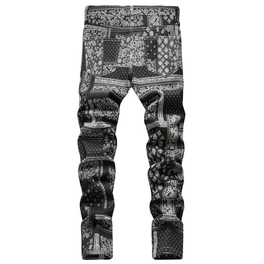 Fashion Stretch 3D Printed Cashew Nut Explosive Small Straight Trousers - Jeans Junction Online 