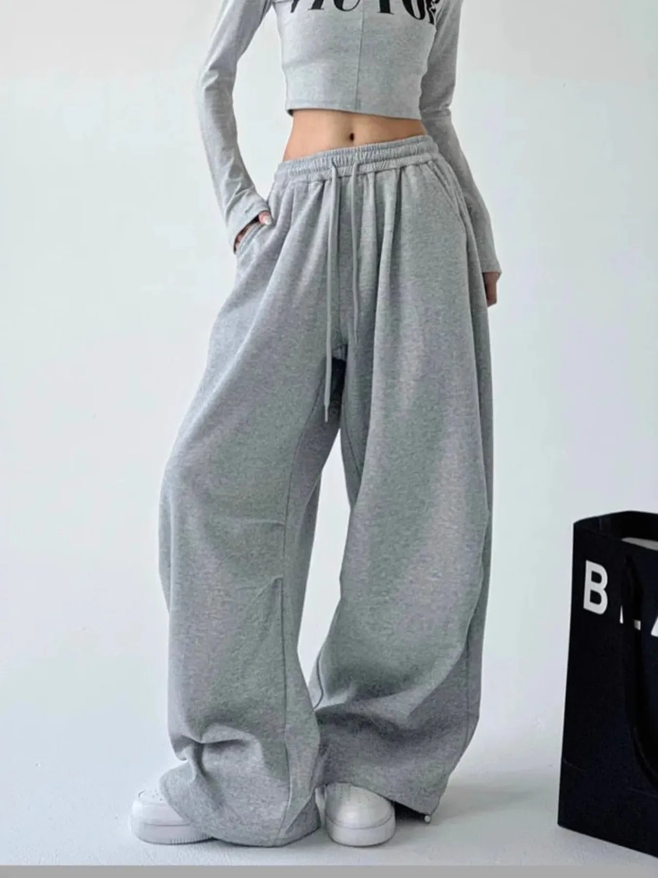 Oversized Wide Leg Drawstring Pants - Jeans Junction Online