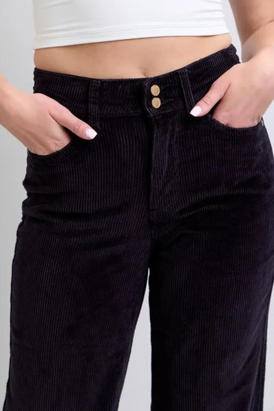 Judy Blue Full Size High Waist Corduroy Trouser Wide Plus Size - Jeans Junction Online