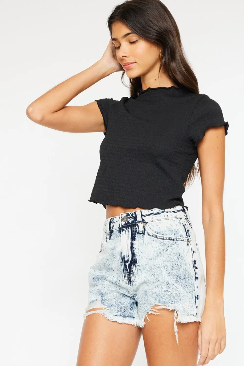 Kancan Full Size Distressed High Waist Denim Shorts - Jeans Junction Online