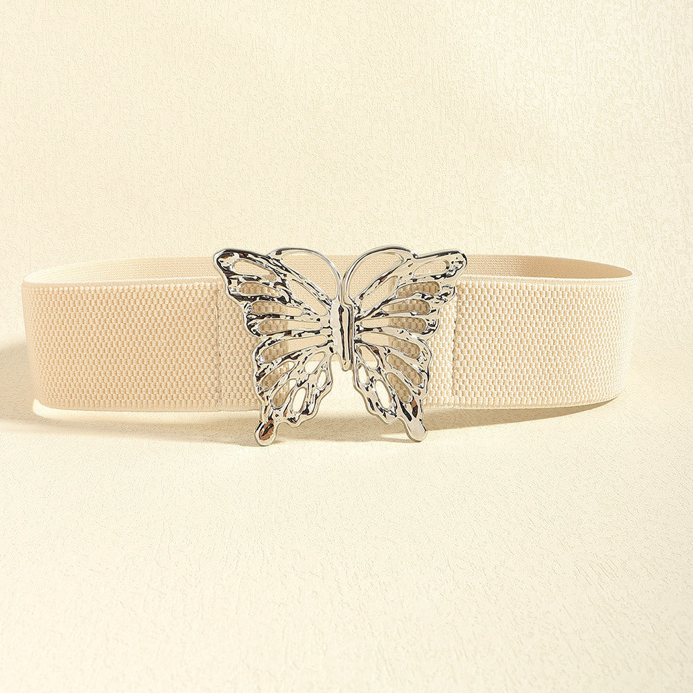 Butterfly Alloy Buckle Elastic Belt - Jeans Junction Online