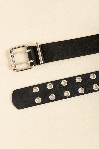 PU Leather Two Row Eyelet Belt - Jeans Junction Online