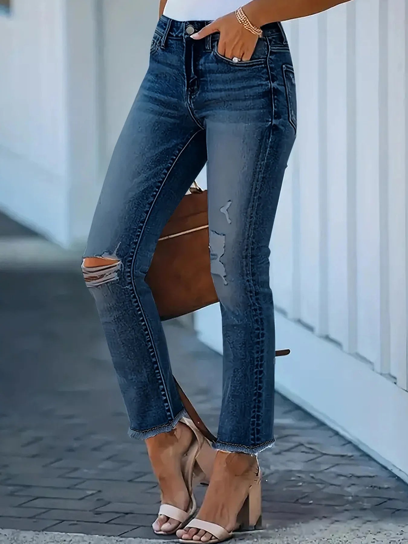 Distressed High-Waisted Skinny Jeans - Jeans Junction Online