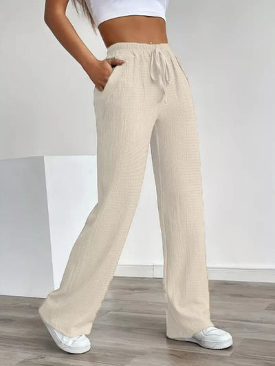 Texture Wide Leg Pants - Jeans Junction Online