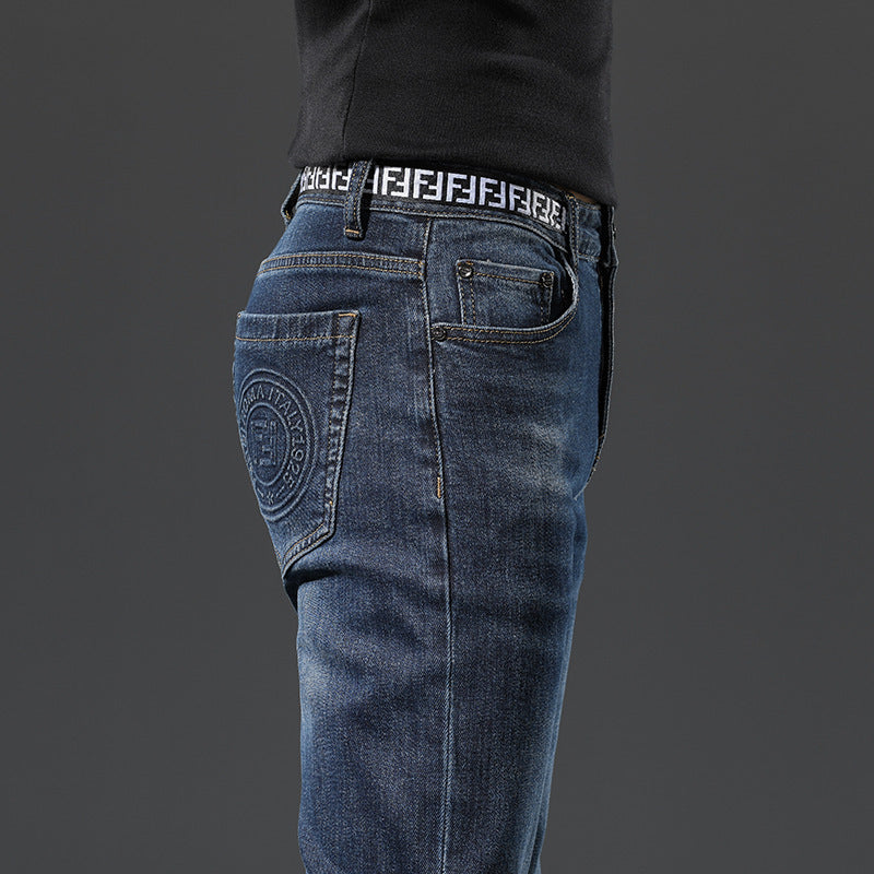 Autumn and Winter New Thick Korean Style Slim Men's Jeans - Jeans Junction Online