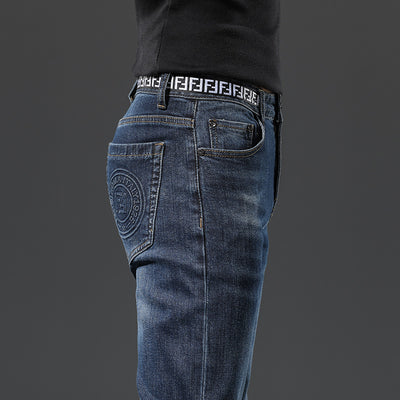 Autumn and Winter New Thick Korean Style Slim Men's Jeans - Jeans Junction Online