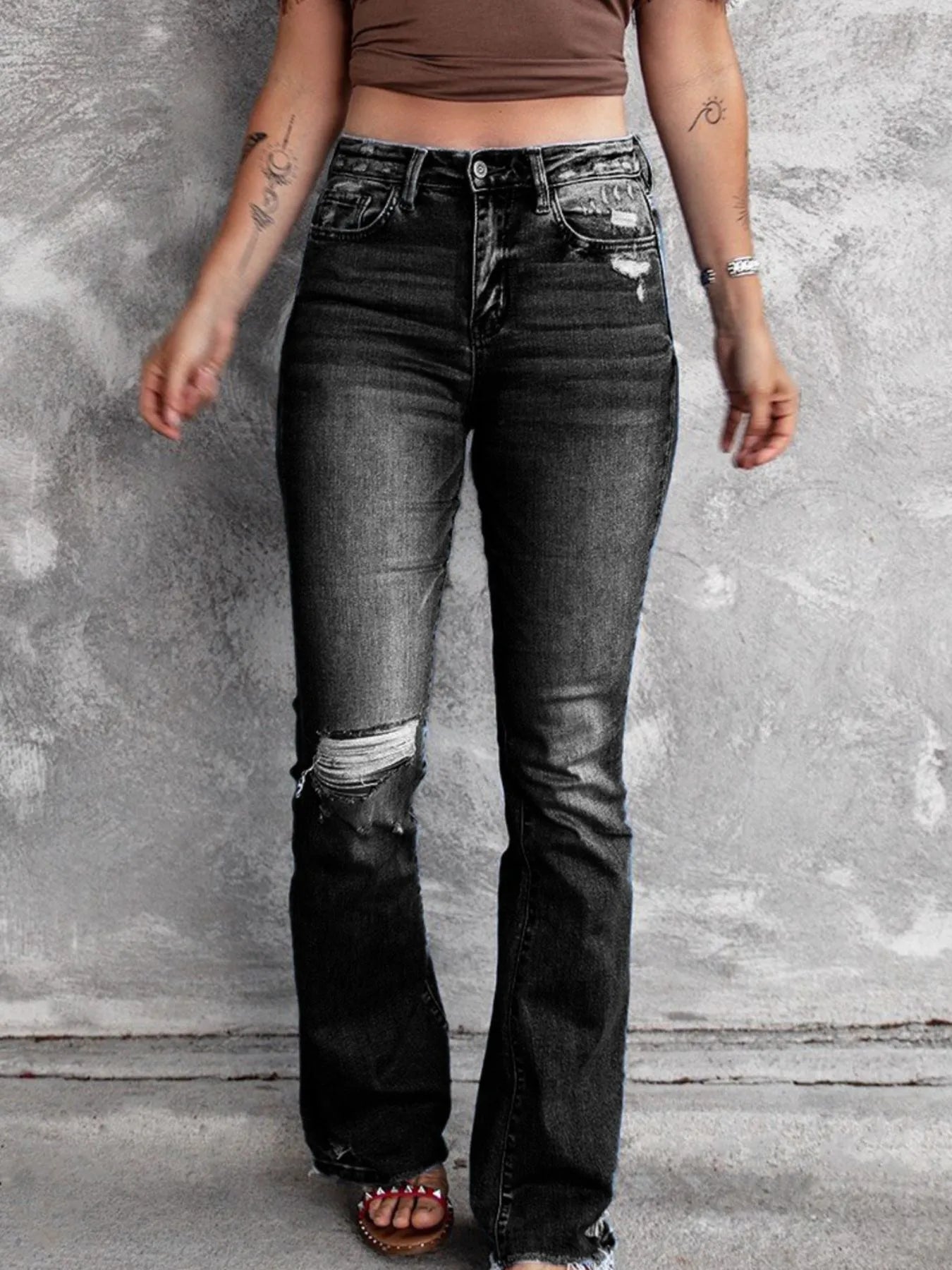Distressed Flare Jeans - Jeans Junction Online
