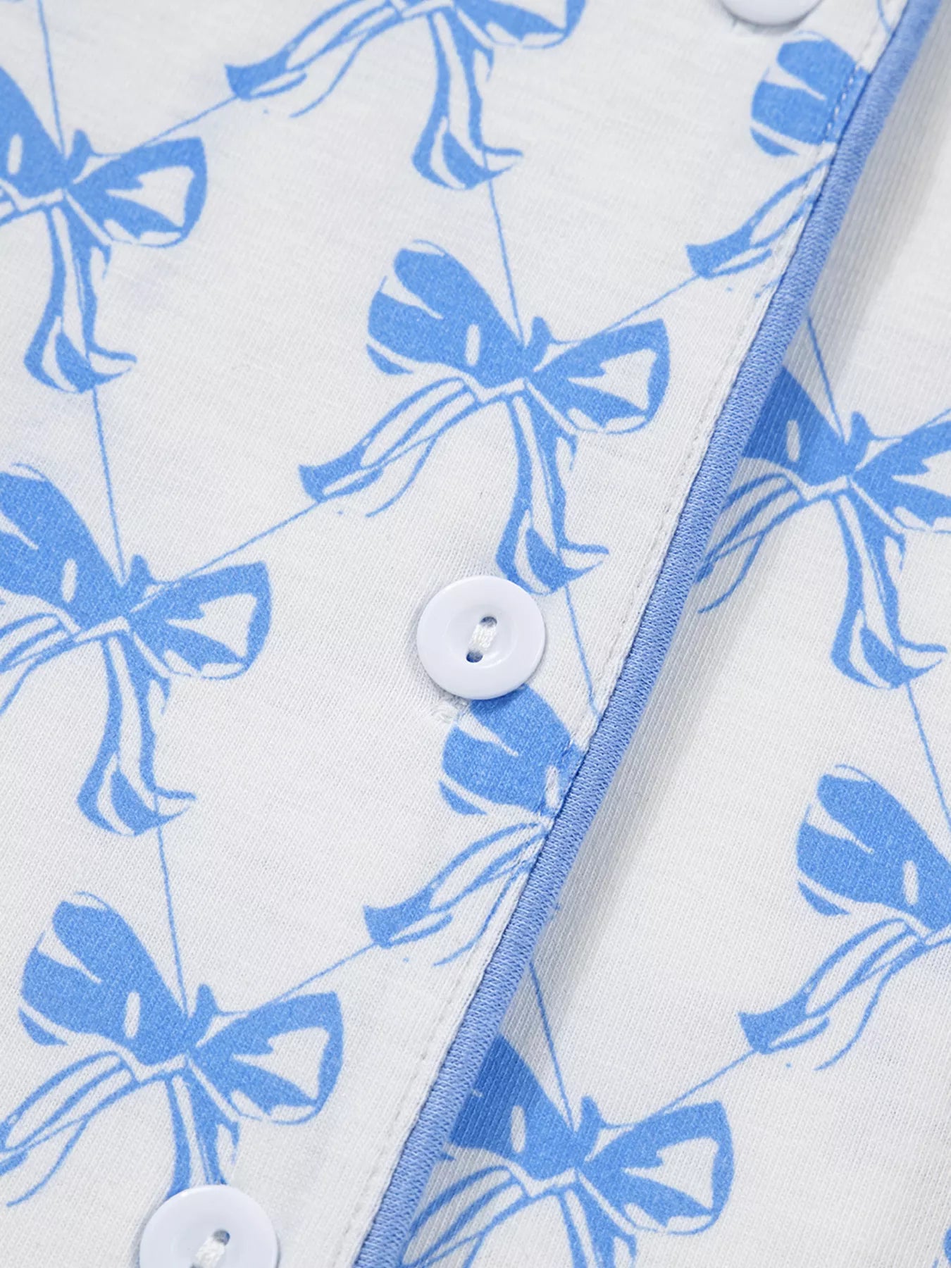 Bow Print Long Sleeve Shirt and Pants Pajama Set - Jeans Junction Online