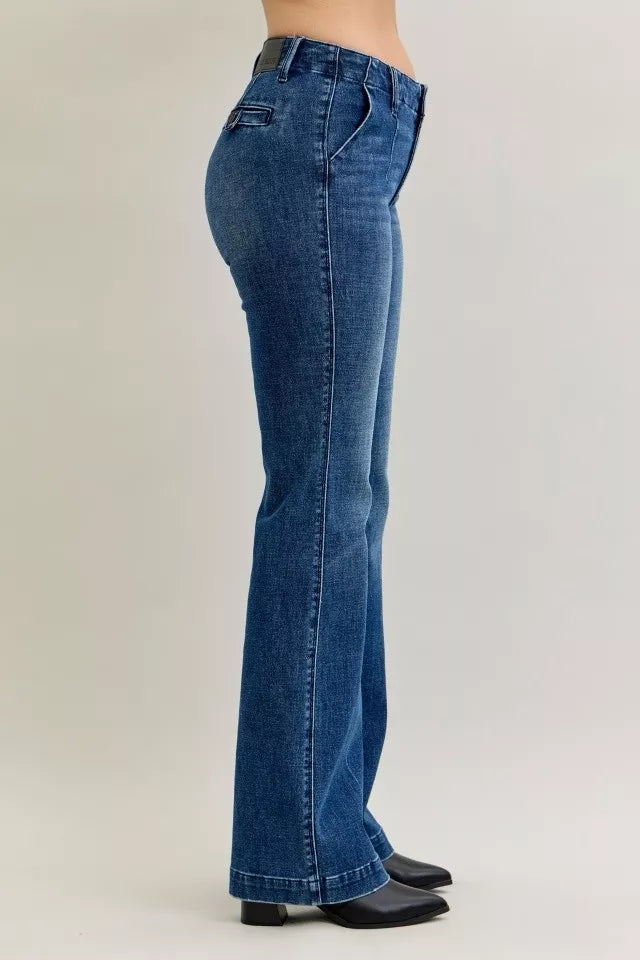 Judy Blue Full Size Mid Rise Bootcut Jeans with Welt Pockets Plus Size - Jeans Junction Online