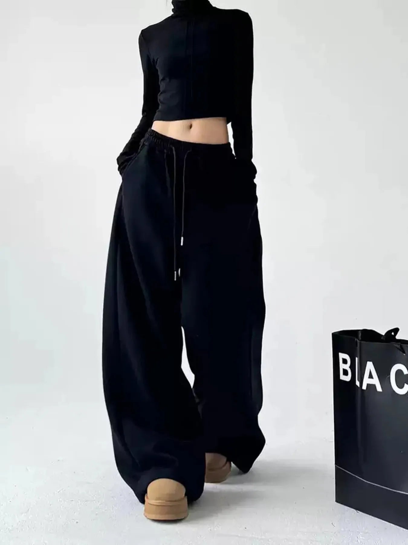 Oversized Wide Leg Drawstring Pants - Jeans Junction Online
