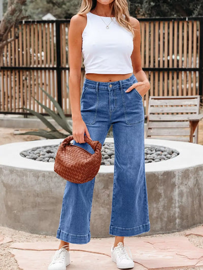 High-Waisted Wide Leg Flare Jeans - Jeans Junction Online