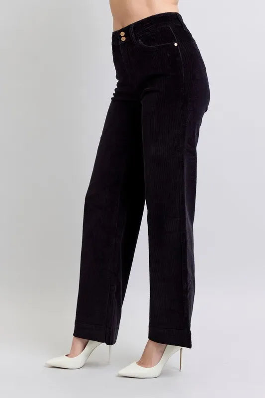 Judy Blue Full Size High Waist Corduroy Trouser Wide Plus Size - Jeans Junction Online