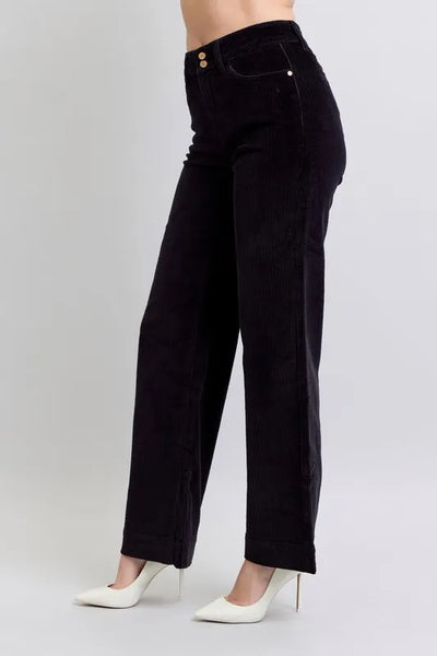 Judy Blue Full Size High Waist Corduroy Trouser Wide Plus Size - Jeans Junction Online