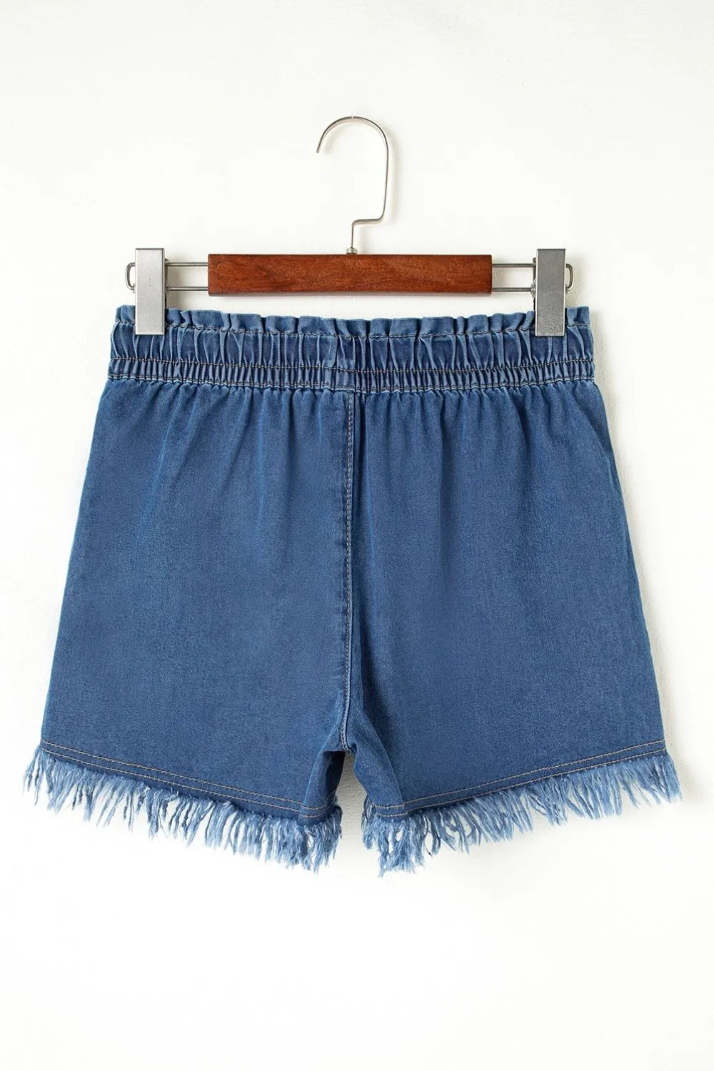 Raw Hem Drawstring High Waist Denim Shorts with Pockets - Jeans Junction Online