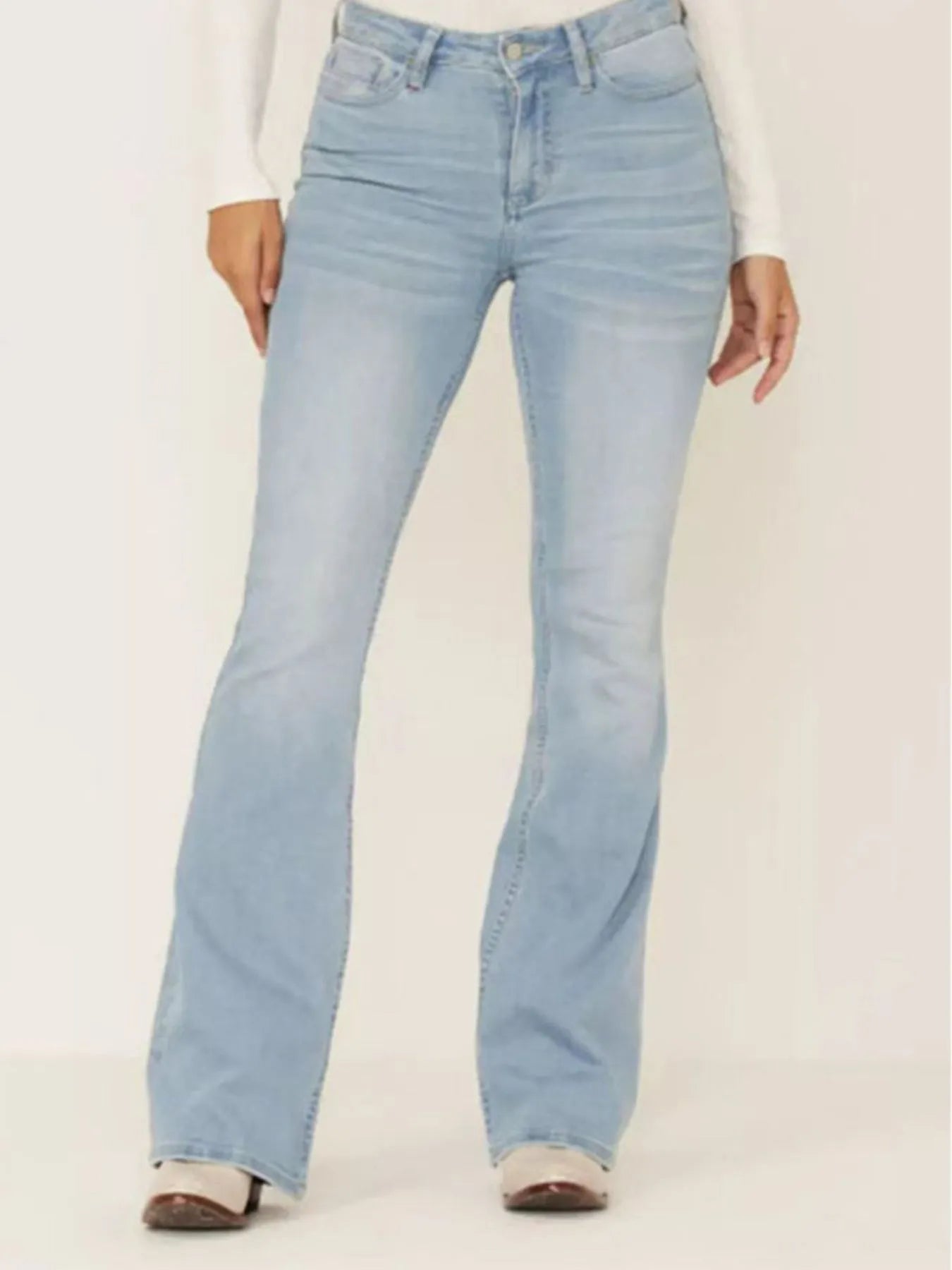 Full Size Wash Flare Jeans with Pockets Plus Size - Jeans Junction Online
