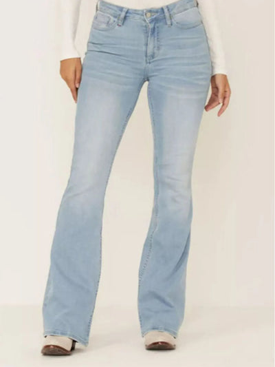 Full Size Wash Flare Jeans with Pockets Plus Size - Jeans Junction Online