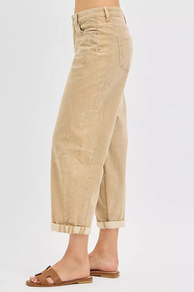 RISEN High Rise Crop Barrel Cordurory Pants - Jeans Junction Online