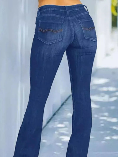 Full Size Wash Flare Jeans with Pockets Plus Size - Jeans Junction Online