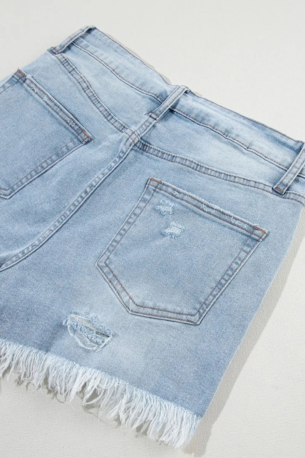 Distressed Raw Hem High Waist Denim Shorts - Jeans Junction Online