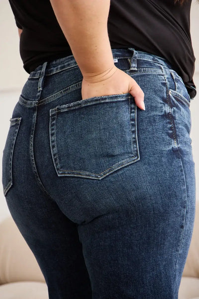 RFM Full Size Tummy Control High Waist Raw Hem Jeans - Jeans Junction Online