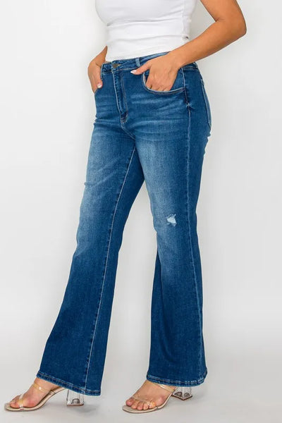 bytos Full Size High Rise Bootcut Jeans with Pockets - Jeans Junction Online