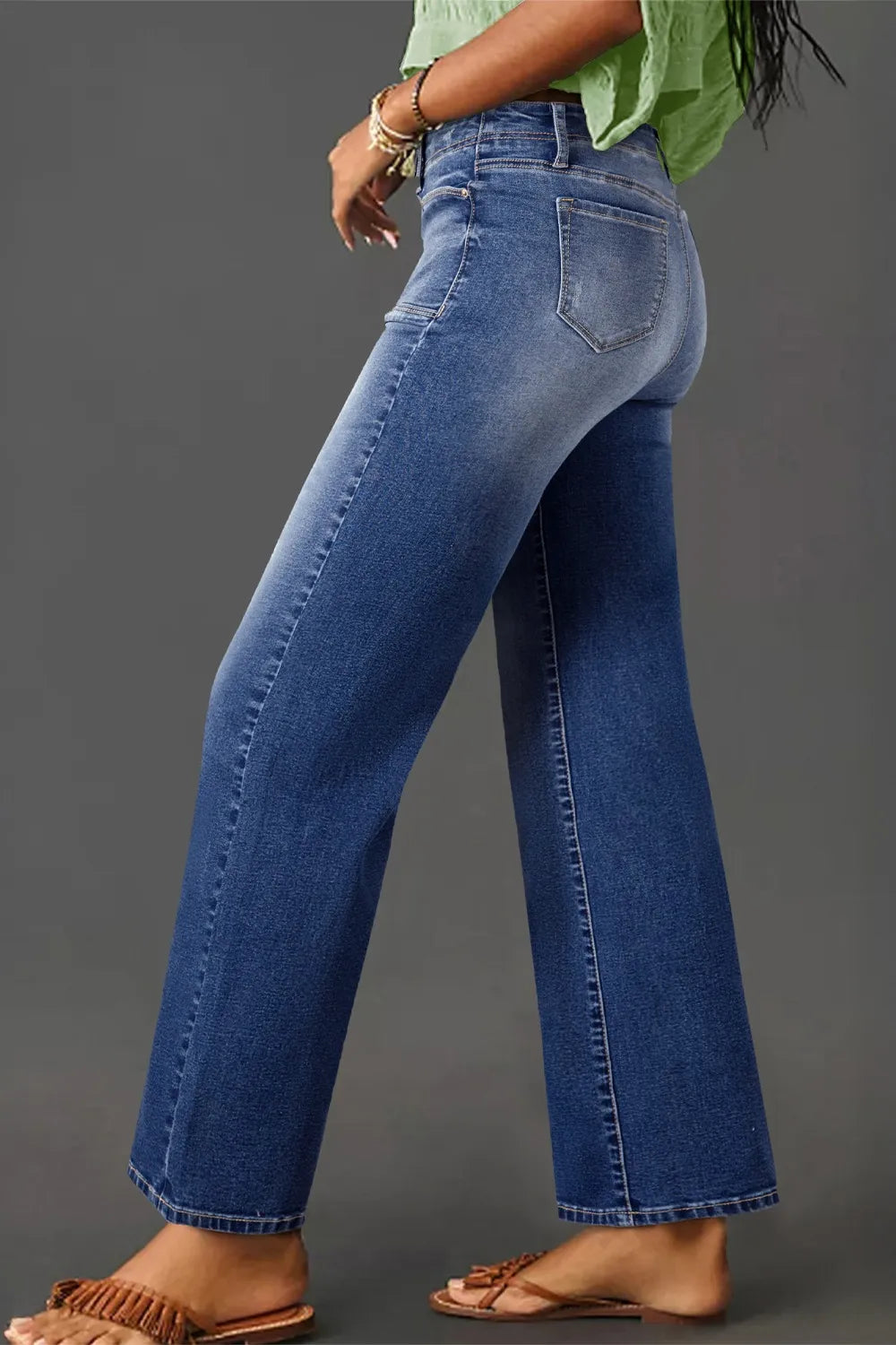 High-Waisted Wide-Leg Vintage Wash Jeans - Jeans Junction Online