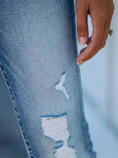 Distressed High-Waisted Skinny Jeans - Jeans Junction Online