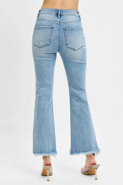 RISEN Full Size High Rise Crop Bootcut Fray Hem Jeans Plus Size - Jeans Junction Online