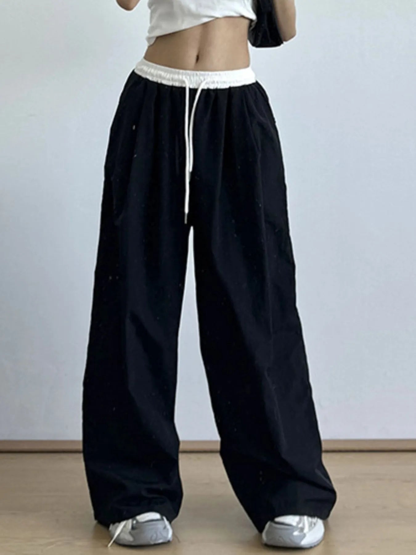 Wide Leg Drawstring Casual Pants - Jeans Junction Online