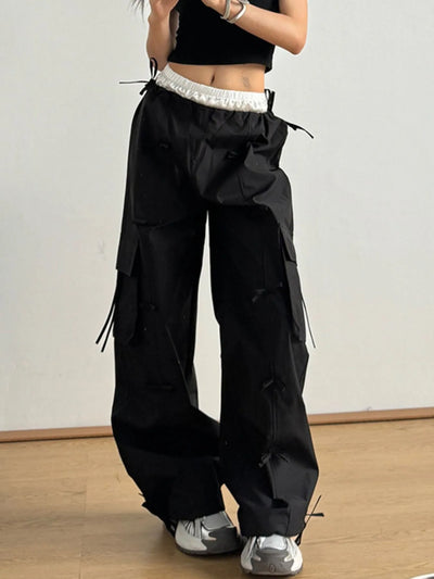 Bow Elastic Waist Cargo Pants - Jeans Junction Online