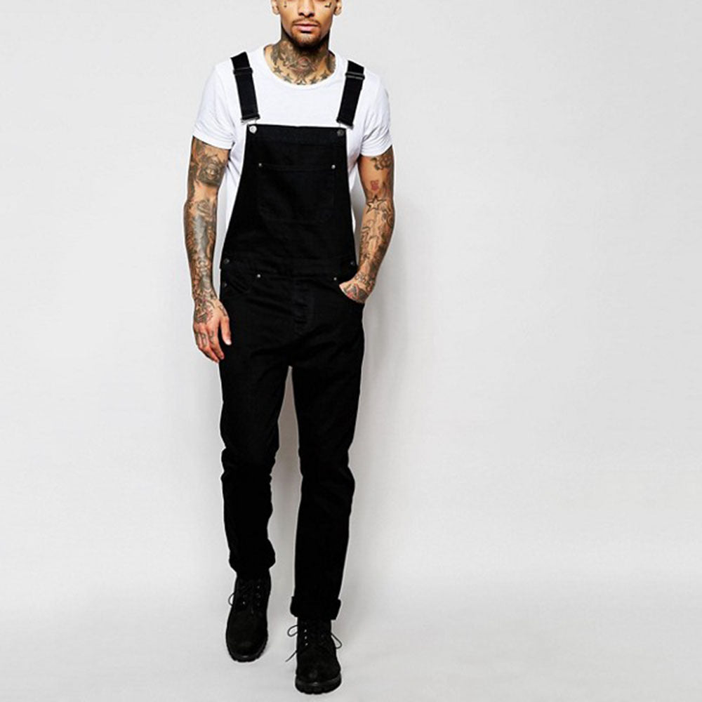 Fashionable men's suspender denim rompers - Jeans Junction Online