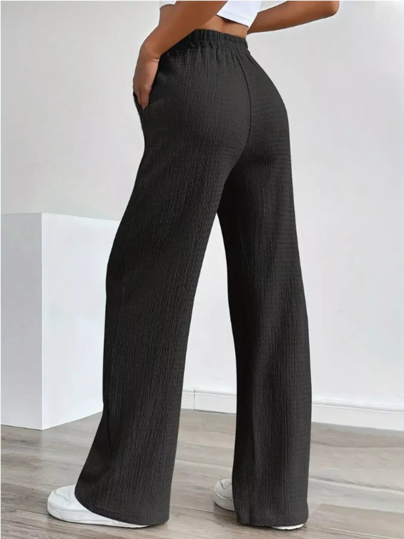 Texture Wide Leg Pants - Jeans Junction Online