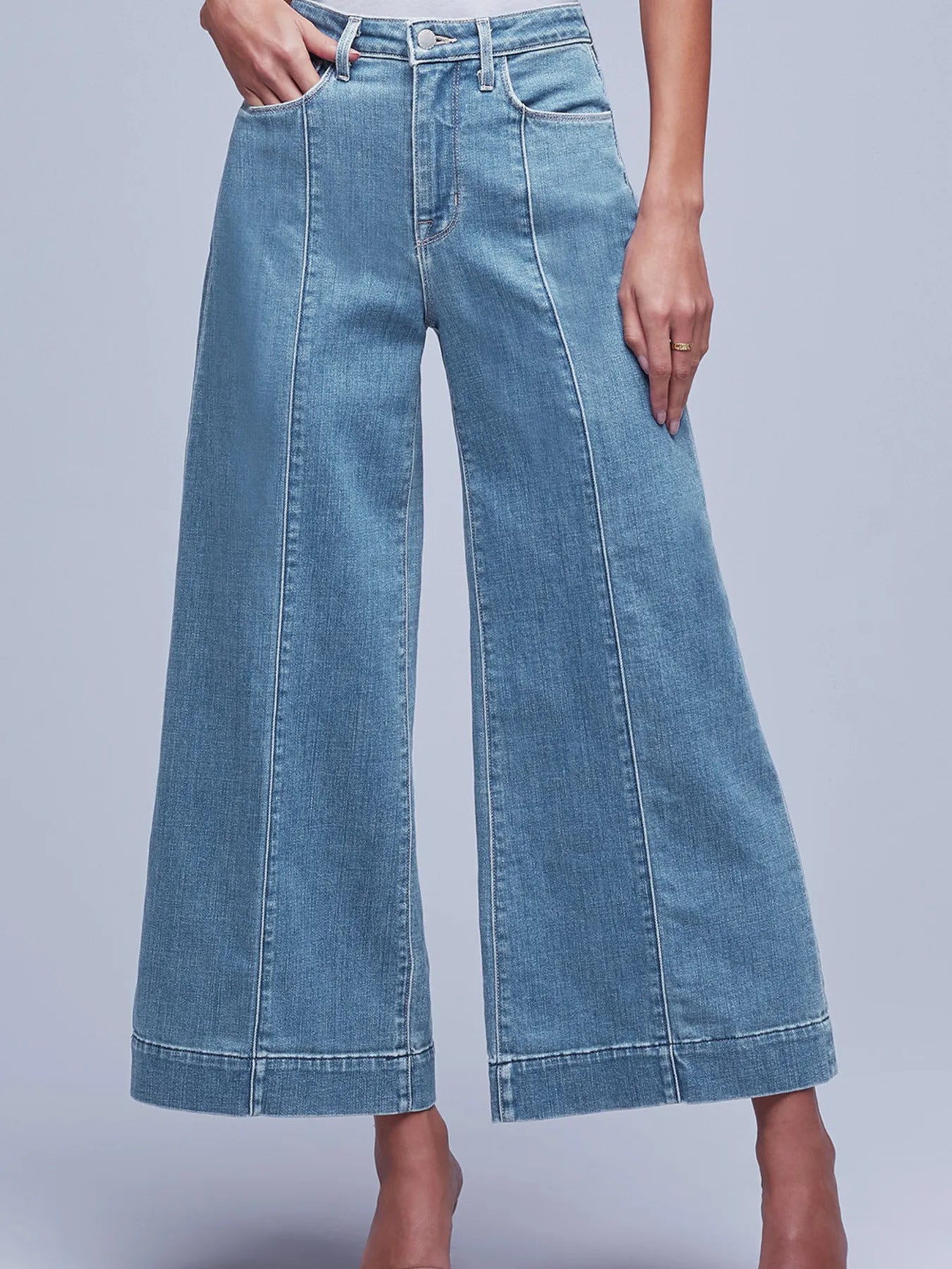 Seam Detail Flared Bottom Ankle Length Jeans - Jeans Junction Online