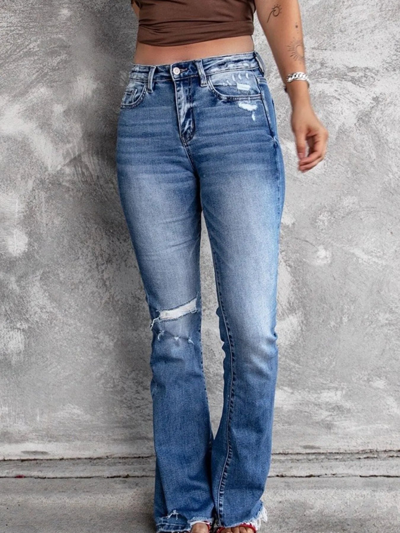 Distressed Flare Jeans - Jeans Junction Online