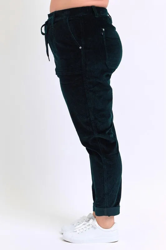 Judy Blue Full Size High Waist Corduroy Cuffed Jogger Plus Size - Jeans Junction Online