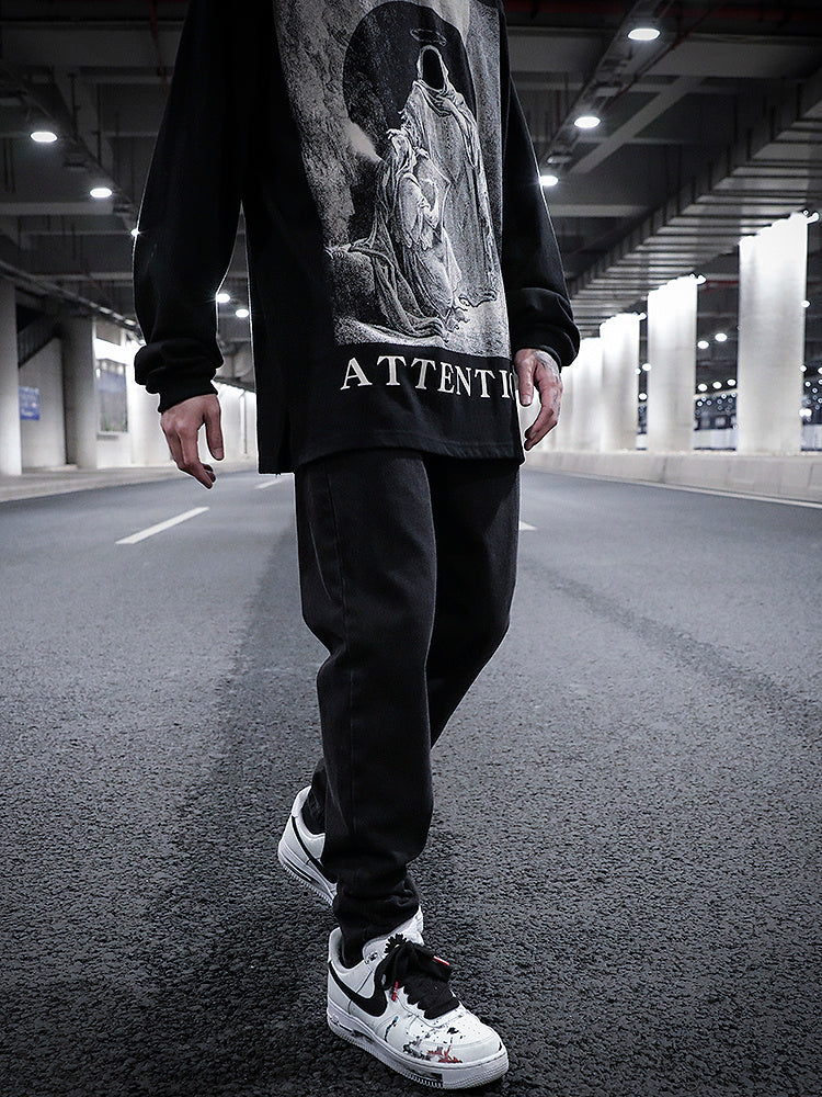 Washed Distressed Fit Straight-leg Jeans - Jeans Junction Online