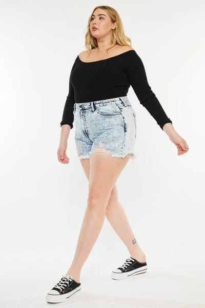 Kancan Full Size Distressed High Waist Denim Shorts - Jeans Junction Online