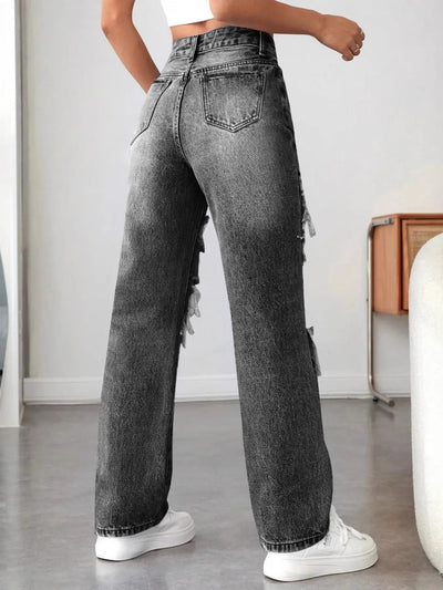 Distressed High Waisted Jeans - Jeans Junction Online