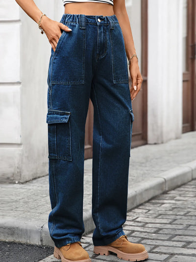 High-Waisted Cargo Jeans - Jeans Junction Online