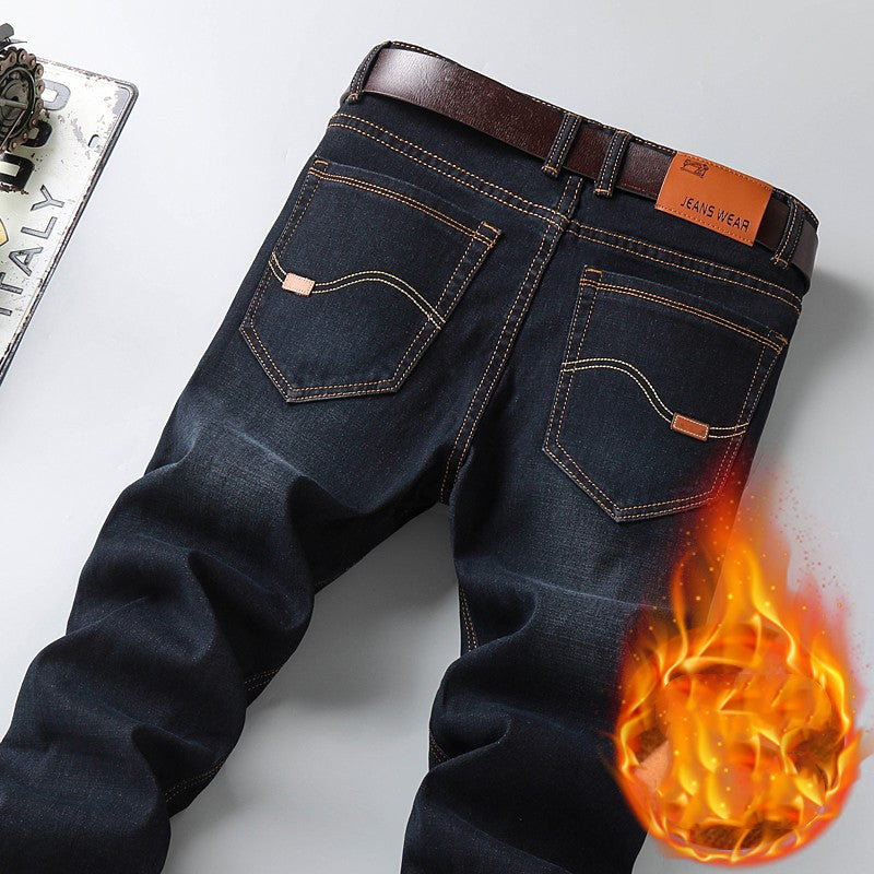 New Men's Jeans Autumn And Winter Loose Straight Tube Plush - Jeans Junction Online