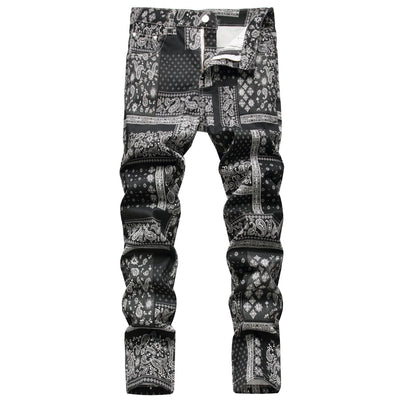 Fashion Stretch 3D Printed Cashew Nut Explosive Small Straight Trousers - Jeans Junction Online