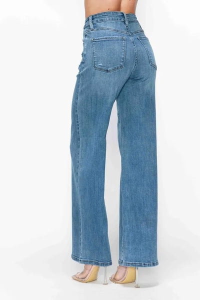 bytos Full Size High Rise Wide Leg Jeans with Pockets - Jeans Junction Online