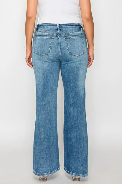 bytos Full Size Cat's Whiskers Mid Rise Bootcut Jeans - Jeans Junction Online
